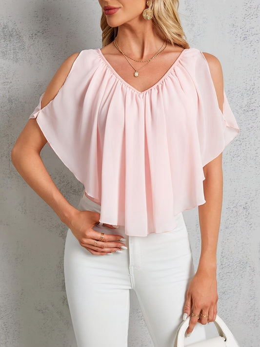 Adele | Elegant Off-Shoulder Pleated Blouse