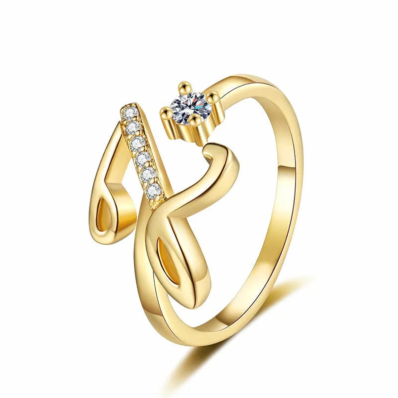 Miranda | Adjustable Ring with Shiny Initial