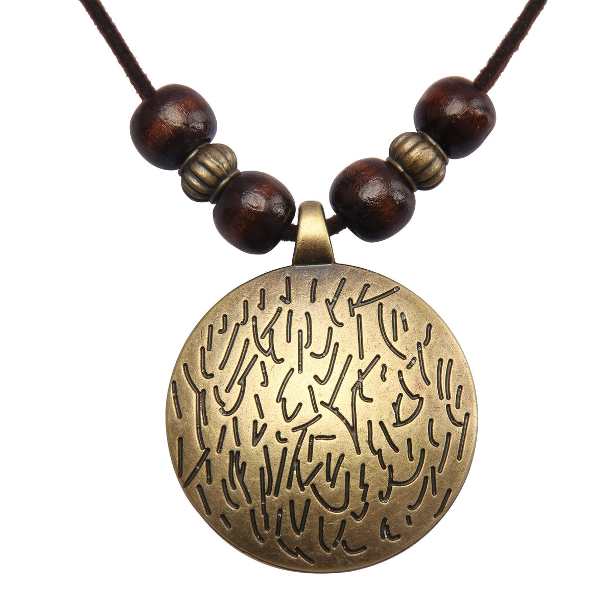 Vance | Vintage-Style Long Beaded Necklace with Round Pendant