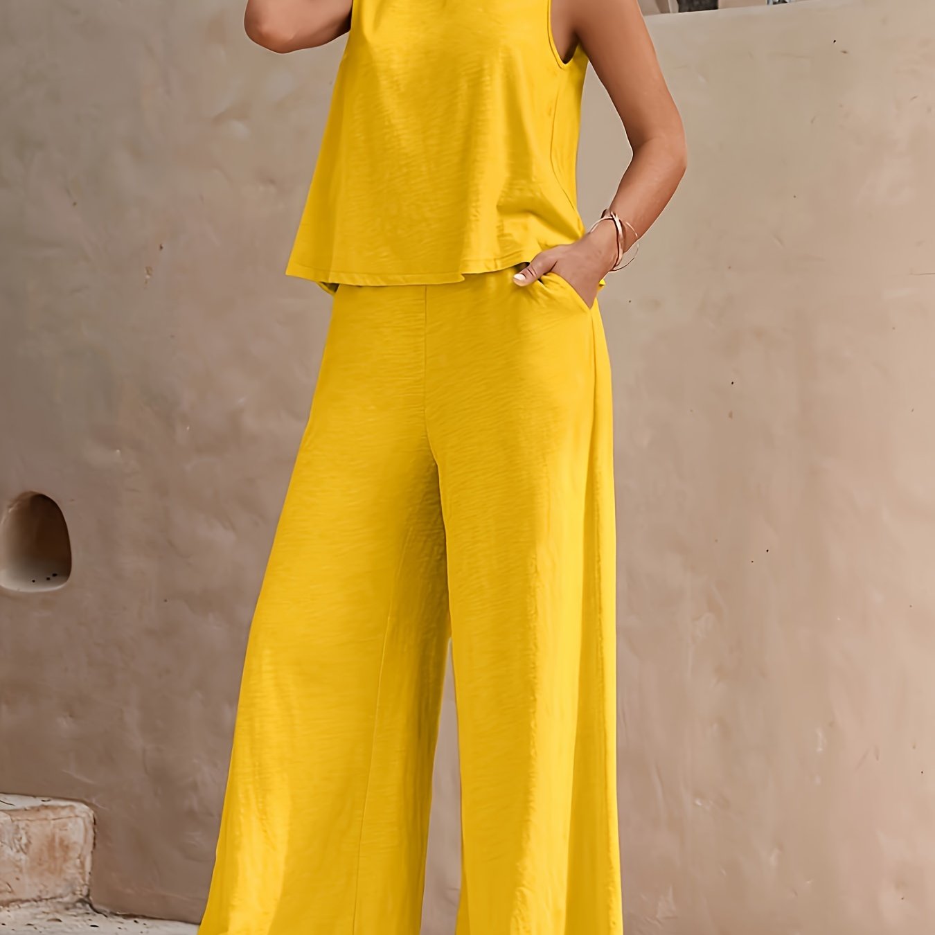 Evania | Elegant Sleeveless Set with Wide Leg Pants