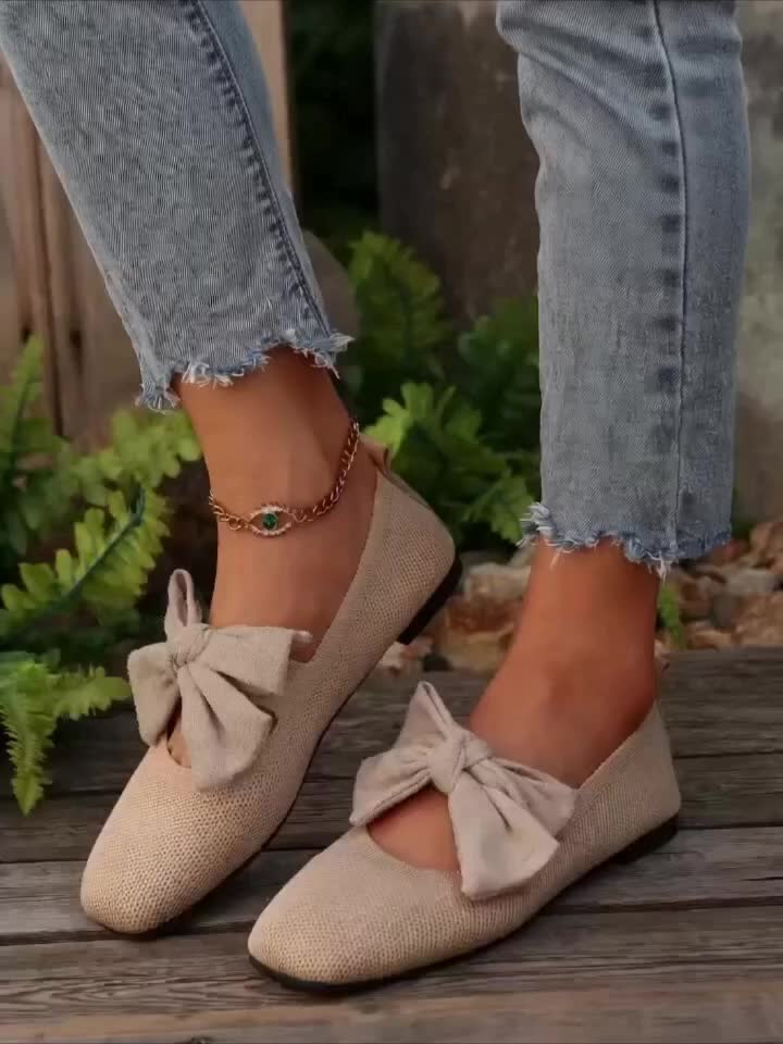 Neria | Women's Breathable Flat Shoes with Decorative Bow