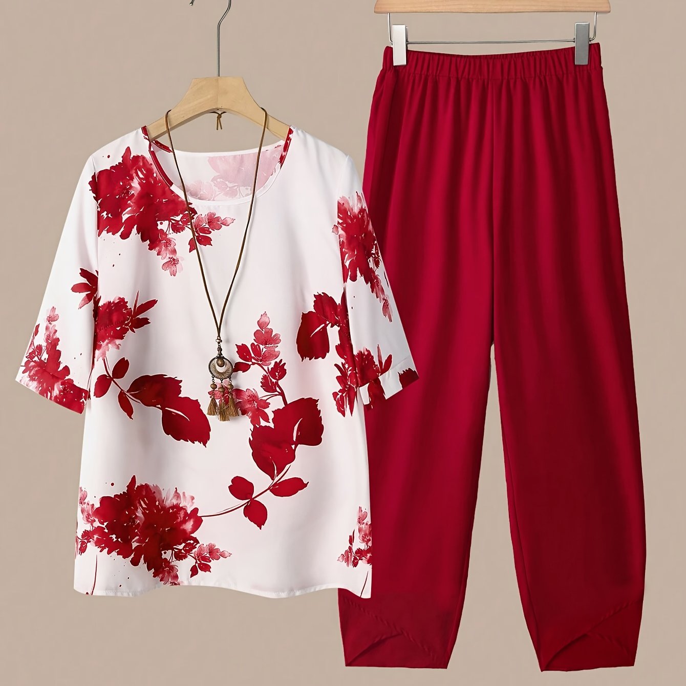Fynley | Printed Two-Piece Set with Blouse and Comfortable Pants
