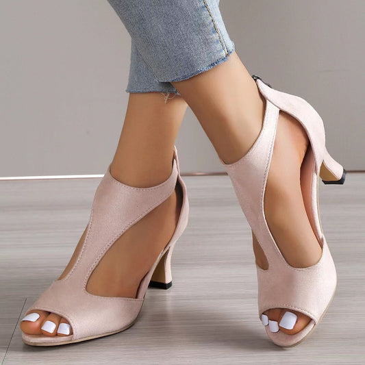 Alouettea™ Heeled Shoes with Side Cut-Out and Peep Toe