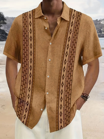 Carter™ Men's Vintage Shirt with Ethnic Print and Tropical Style