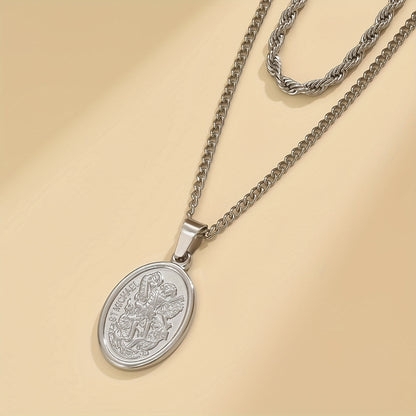 Seraphine | Men's Twisted Oval Chain Necklace in Stainless Steel, Casual Daily Fashion Accessory