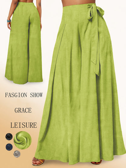 Valerie | High-Waisted Wide Leg Pants with Elegant Bow