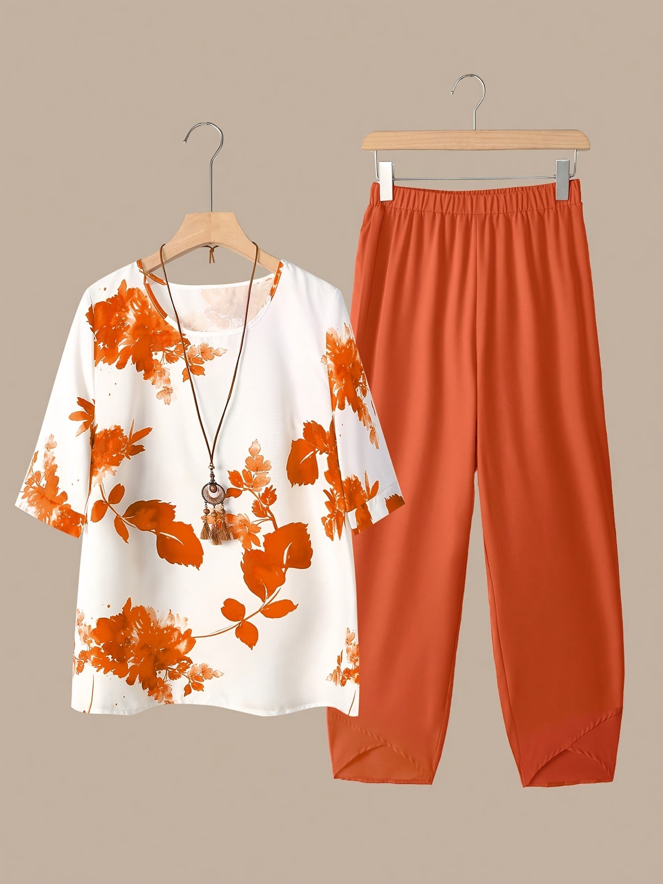 Fynley | Printed Two-Piece Set with Blouse and Comfortable Pants