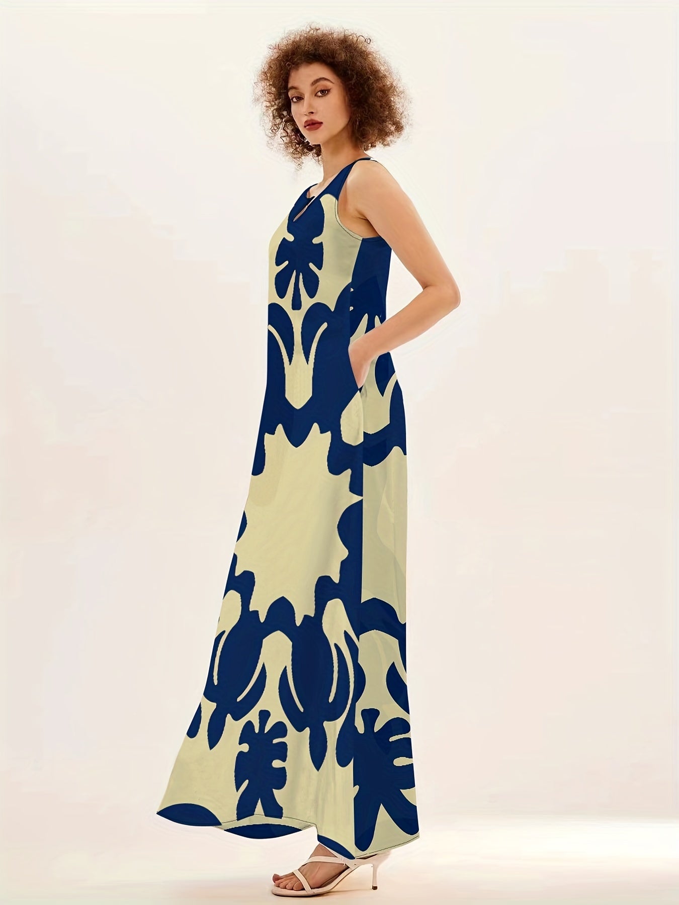 Giana™ Bohemian Printed Dress with V-Neck and Loose Fit