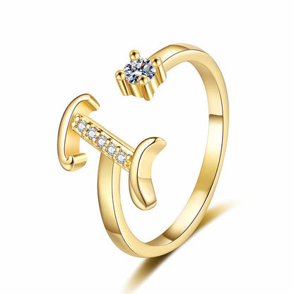 Miranda | Adjustable Ring with Shiny Initial