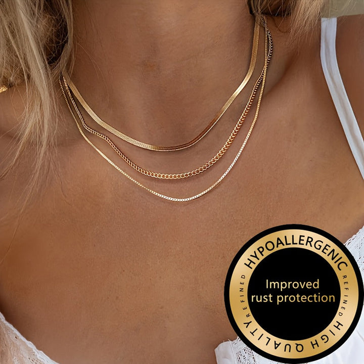 Winsley™ Elegant Three-Layer Necklace with Gold Finish