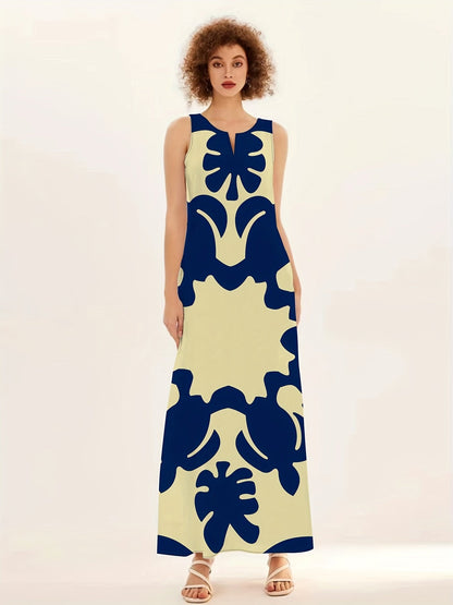 Giana™ Bohemian Printed Dress with V-Neck and Loose Fit