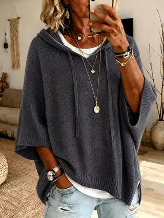 Celestine | Oversized Hoodie Sweater with Short Sleeves