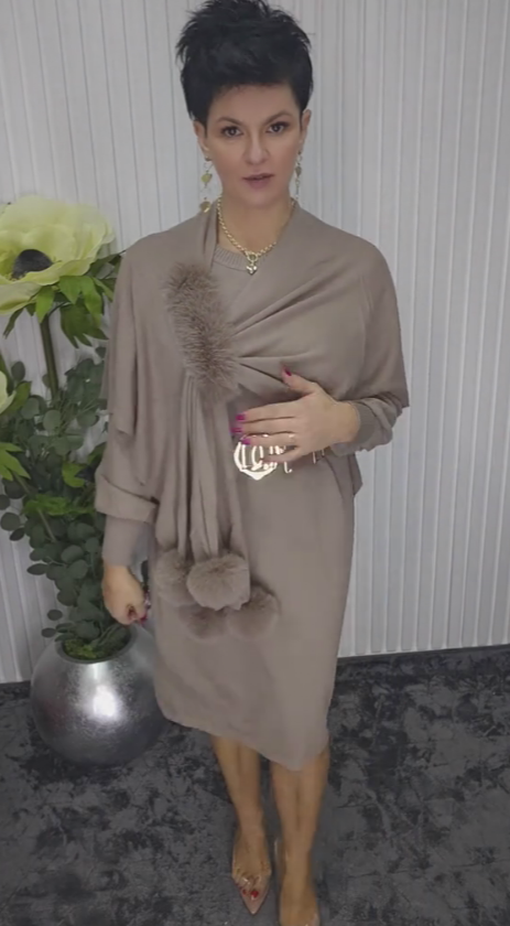 Danira | Women's Long Sleeve Dress with Soft Decorative Scarf