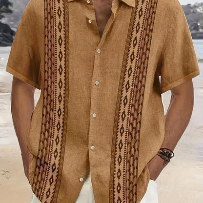 Carter™ Men's Vintage Shirt with Ethnic Print and Tropical Style