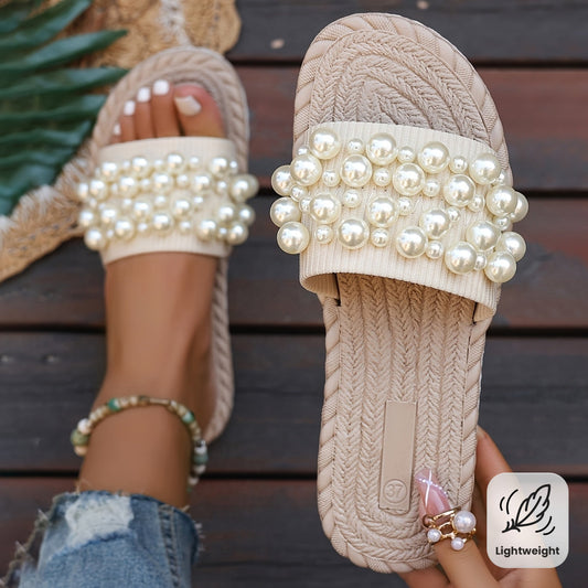 Fruxith | Flat Sandals with Decorative Pearls and Maximum Comfort