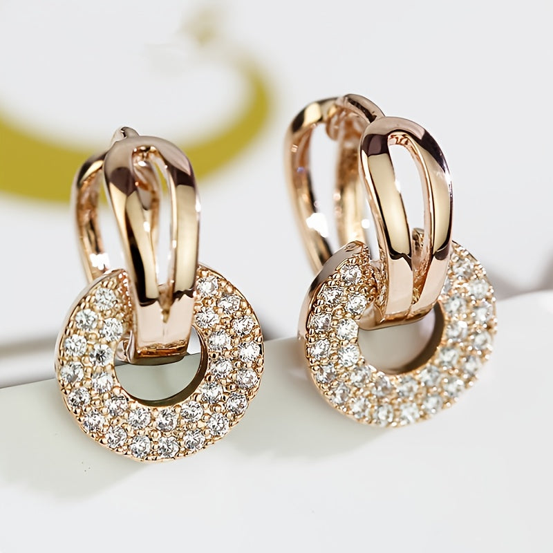 Louise | Round Earrings with Brilliant Cubic Zirconia and Elegant Silver Finish