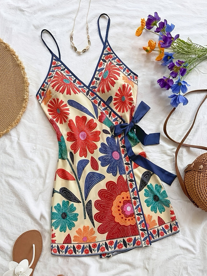 Dara™ Long Tropical Dress with V-Neck and Floral Print