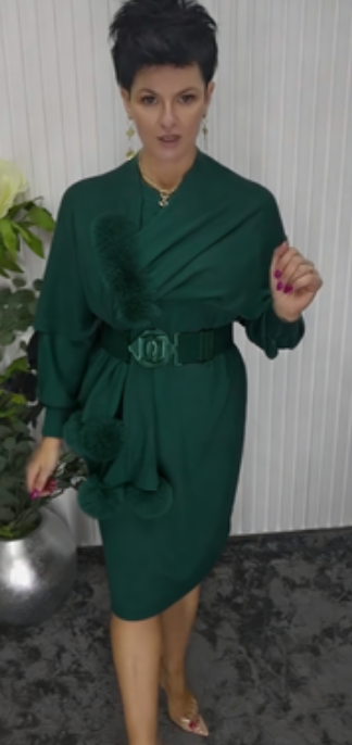Danira | Women's Long Sleeve Dress with Soft Decorative Scarf
