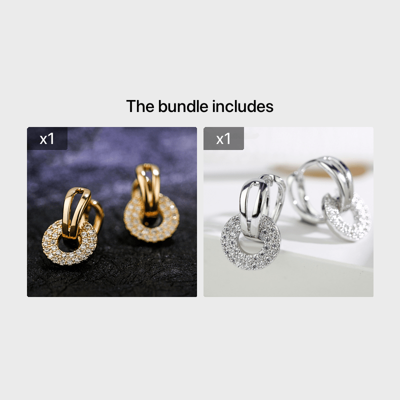 Louise | Round Earrings with Brilliant Cubic Zirconia and Elegant Silver Finish