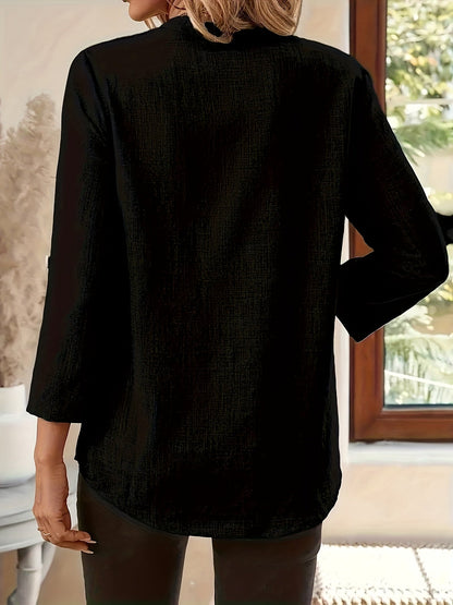 Audrey | Elegant Long Sleeve V-Neck Top for Women