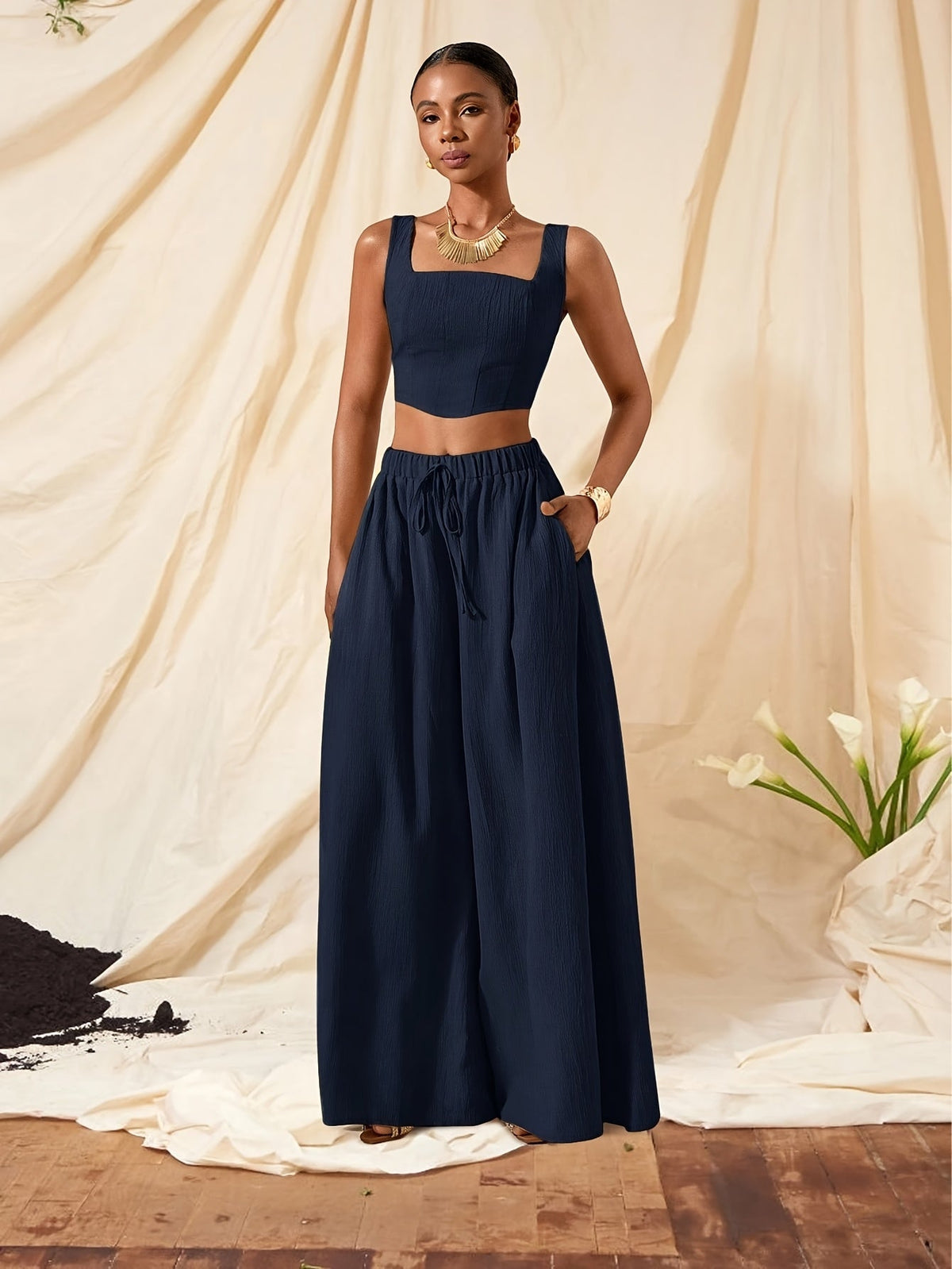 Alessia | Tank Top and Wide-Leg Pants Set with Pockets