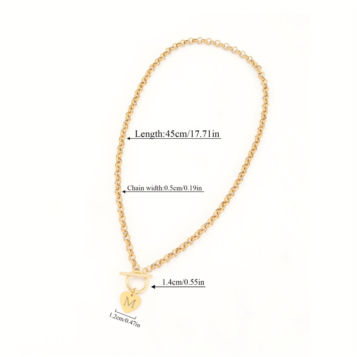 Maribel | Colorful Hollow Initial Heart Pendant Necklace with Chain Clasp
