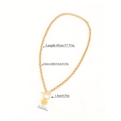 Maribel | Colorful Hollow Initial Heart Pendant Necklace with Chain Clasp