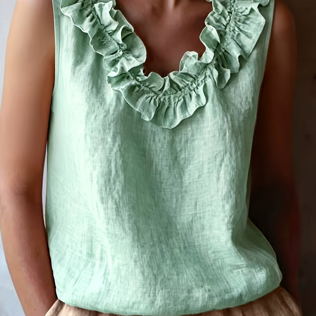 Katherine | Sleeveless Ruffled Loose Cut Blouse for Spring/Summer