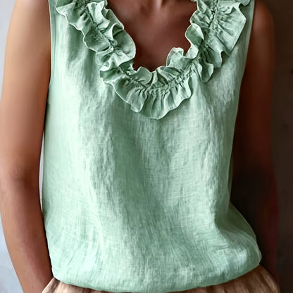 Katherine | Sleeveless Ruffled Loose Cut Blouse for Spring/Summer