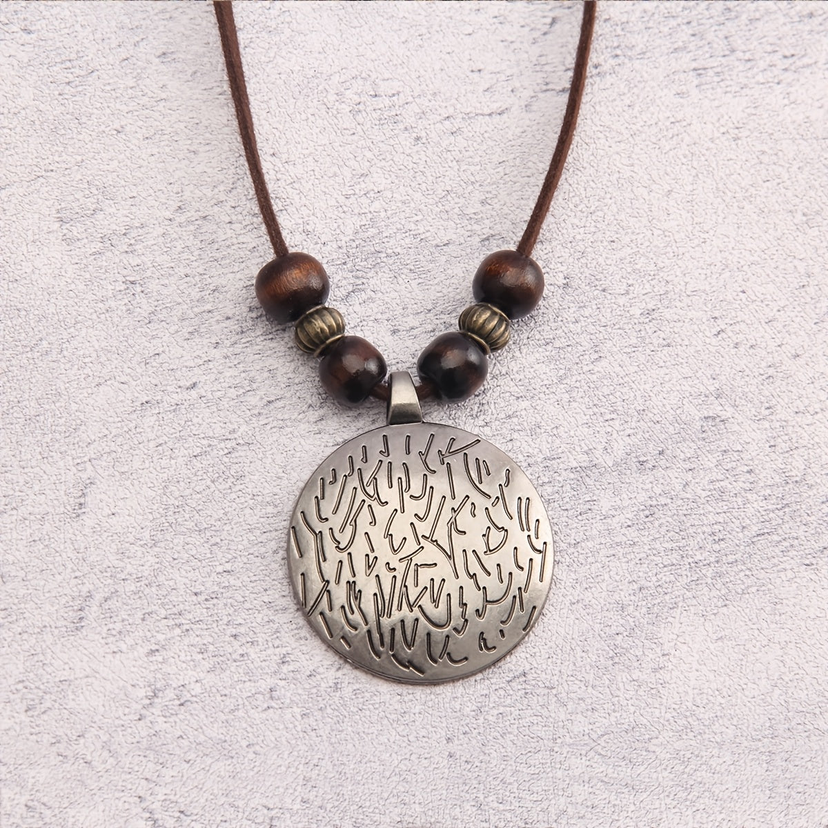 Vance | Vintage-Style Long Beaded Necklace with Round Pendant