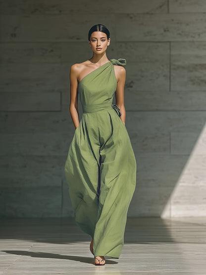 Juveth | Elegant One-Shoulder Jumpsuit with Wide Legs and Defined Waist