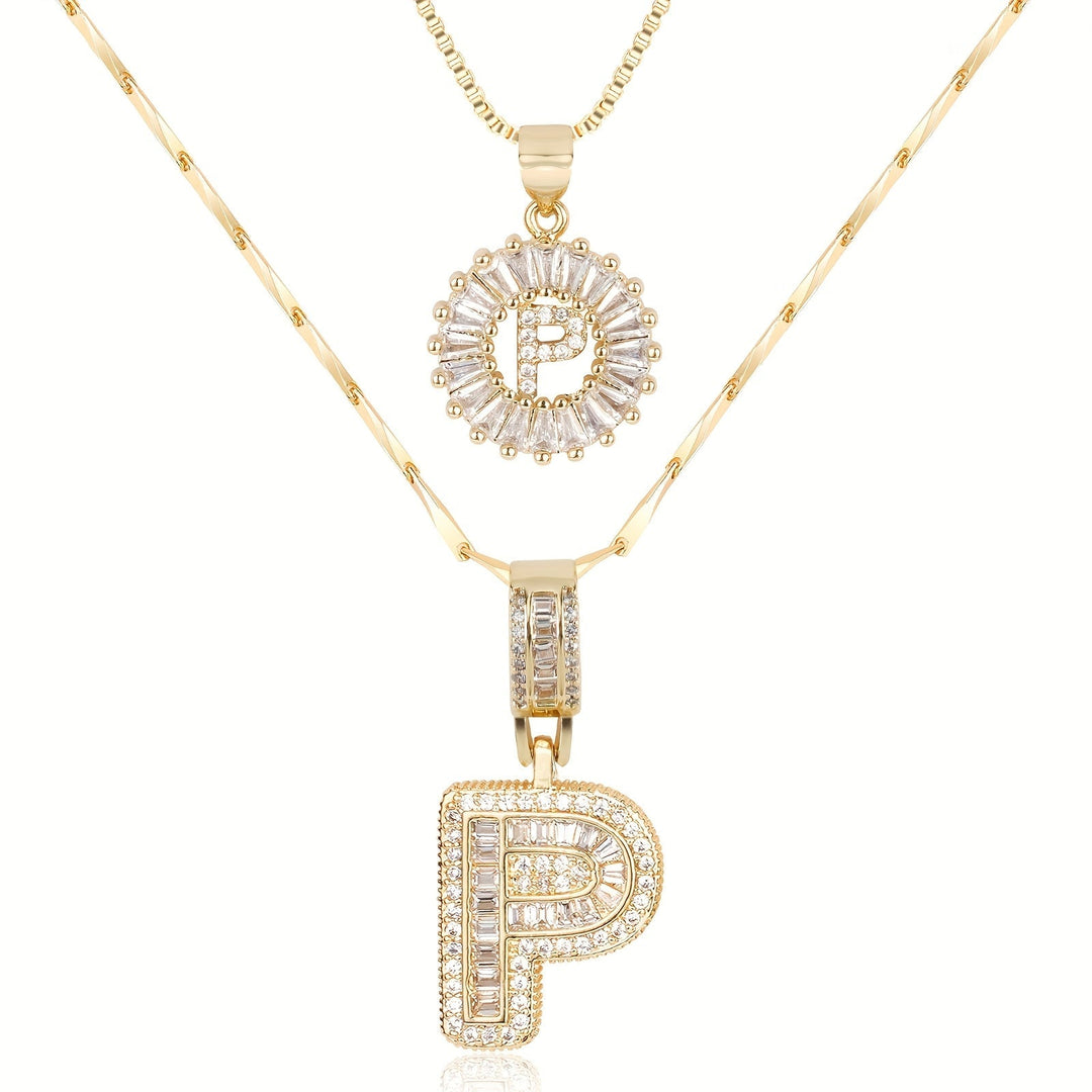 Primrose™ Initial Letter Necklaces with 14k Diamonds (2 pieces)