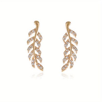 Hensleyra™ Elegant Leaf Earrings with Hollow Design and Golden Finish