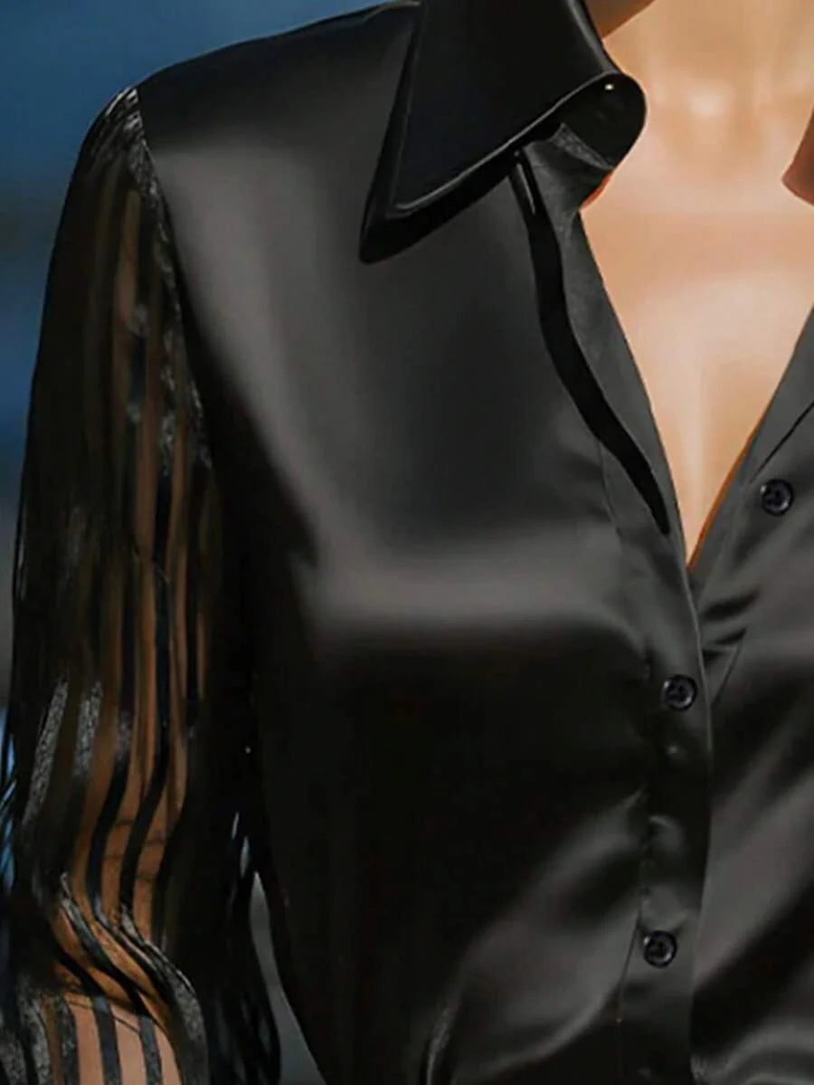 Ellery™ Elegant Blouse with Transparent Sleeves