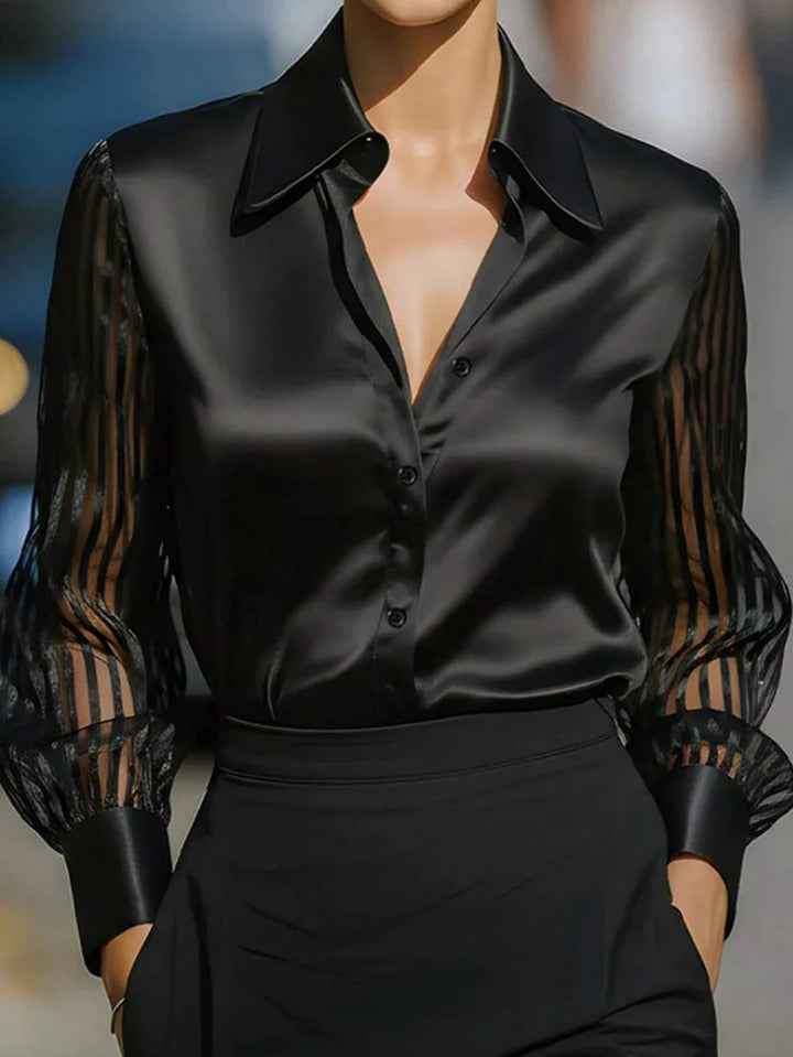 Ellery™ Elegant Blouse with Transparent Sleeves