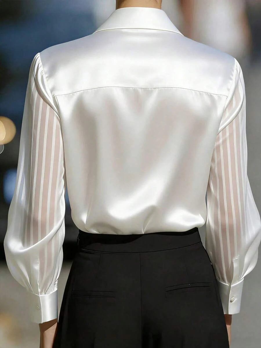 Ellery™ Elegant Blouse with Transparent Sleeves