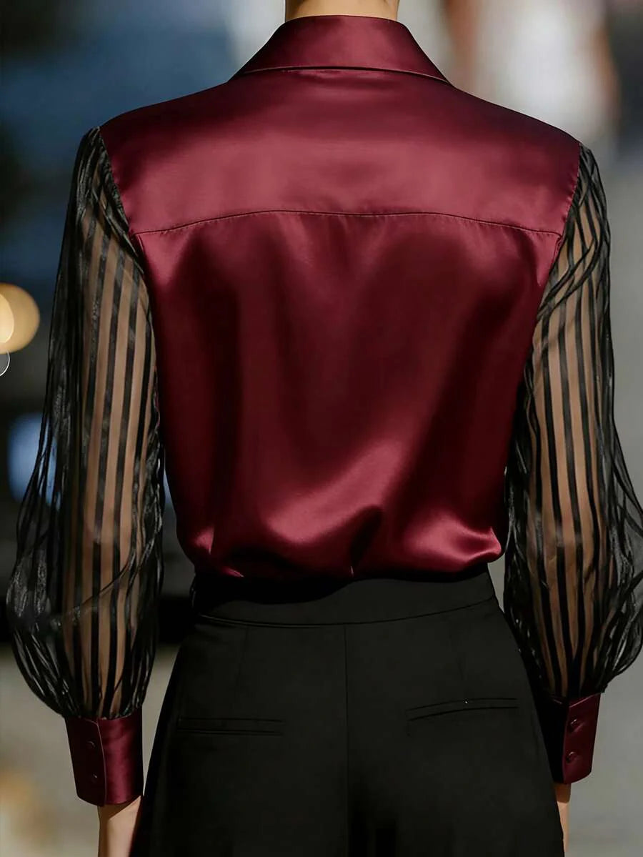 Ellery™ Elegant Blouse with Transparent Sleeves