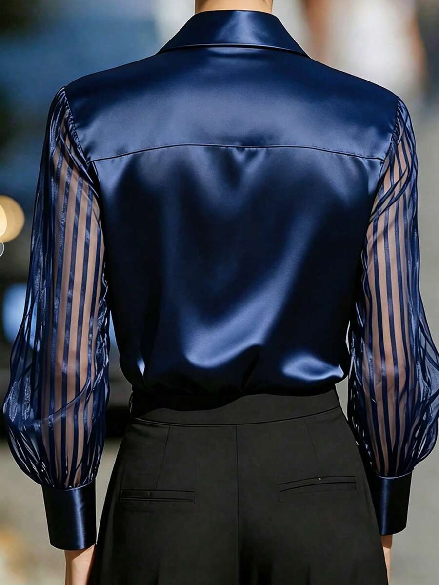 Ellery™ Elegant Blouse with Transparent Sleeves