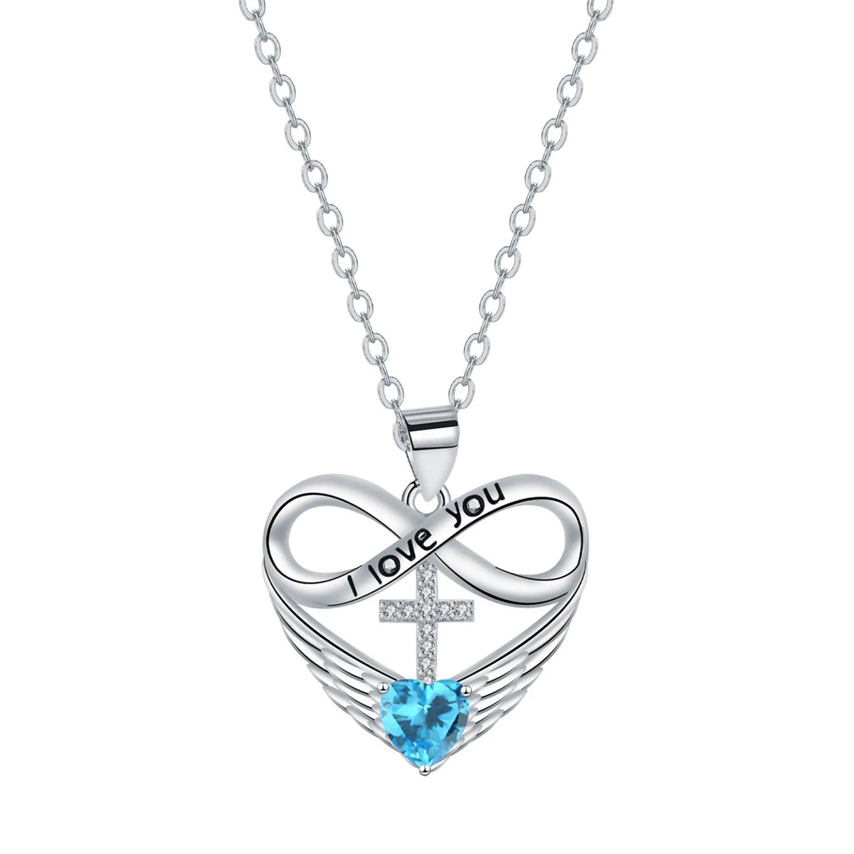 Valencia | Red Heart Necklace with Angel Wings and Cross