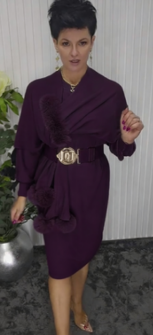 Danira | Women's Long Sleeve Dress with Soft Decorative Scarf