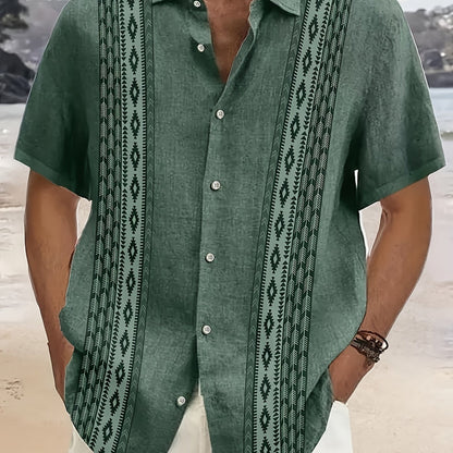 Carter™ Men's Vintage Shirt with Ethnic Print and Tropical Style