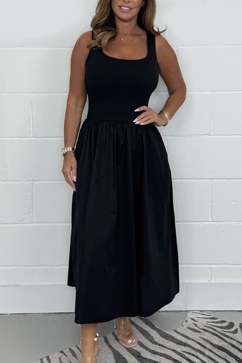 Jorellaia | Women's Sleeveless A-Line Dress with Elegant Square Neckline