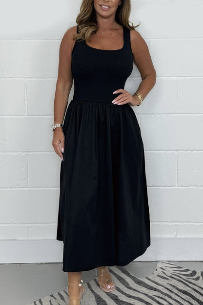 Jorellaia | Women's Sleeveless A-Line Dress with Elegant Square Neckline