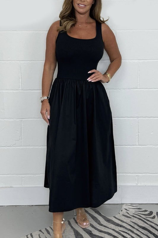 Jorellaia | Women's Sleeveless A-Line Dress with Elegant Square Neckline