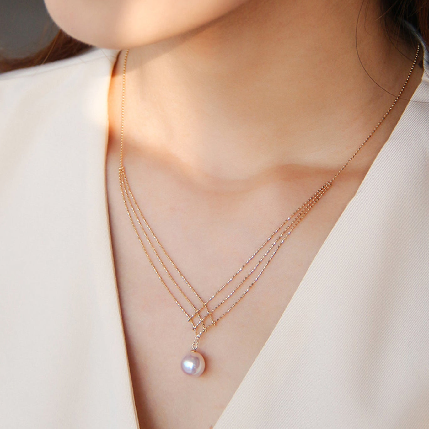 Savinae™ Elegant Akoya Pearl Collar in 14k Gold