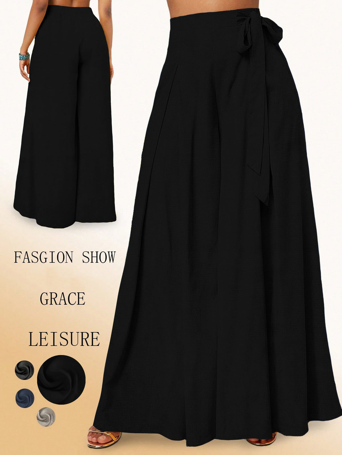 Valerie | High-Waisted Wide Leg Pants with Elegant Bow