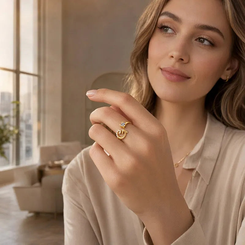 Miranda | Adjustable Ring with Shiny Initial
