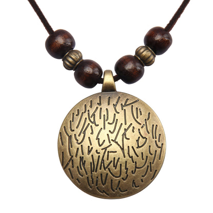 Vance | Vintage-Style Long Beaded Necklace with Round Pendant