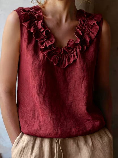 Katherine | Sleeveless Ruffled Loose Cut Blouse for Spring/Summer