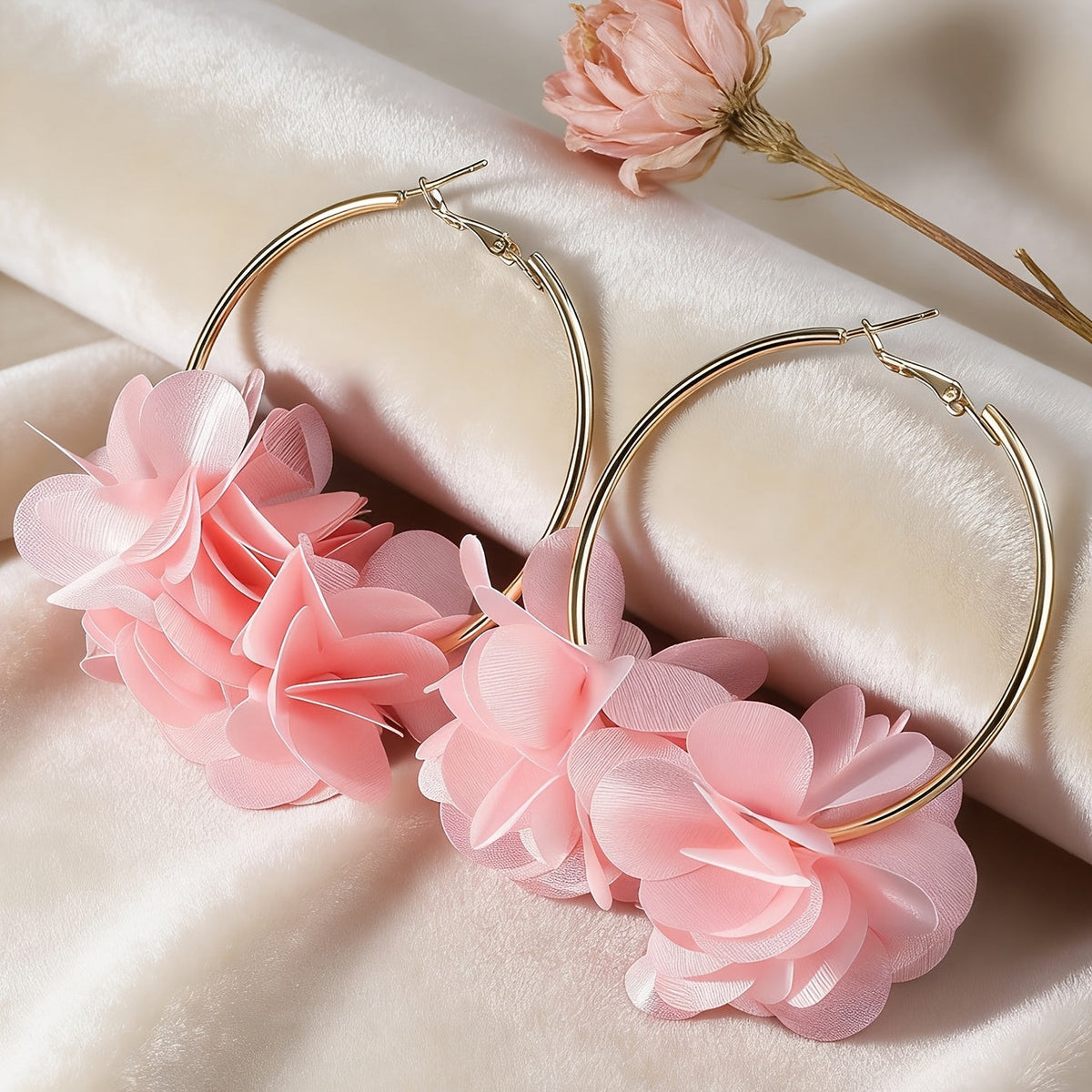 Harmony | Floral C-Shaped Earrings with Bohemian and Elegant Style